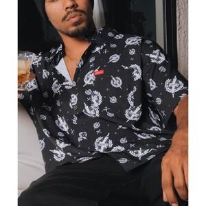 Dixxon Candle Party Shirt Mens Large Black Graphic Button Up Limited Production